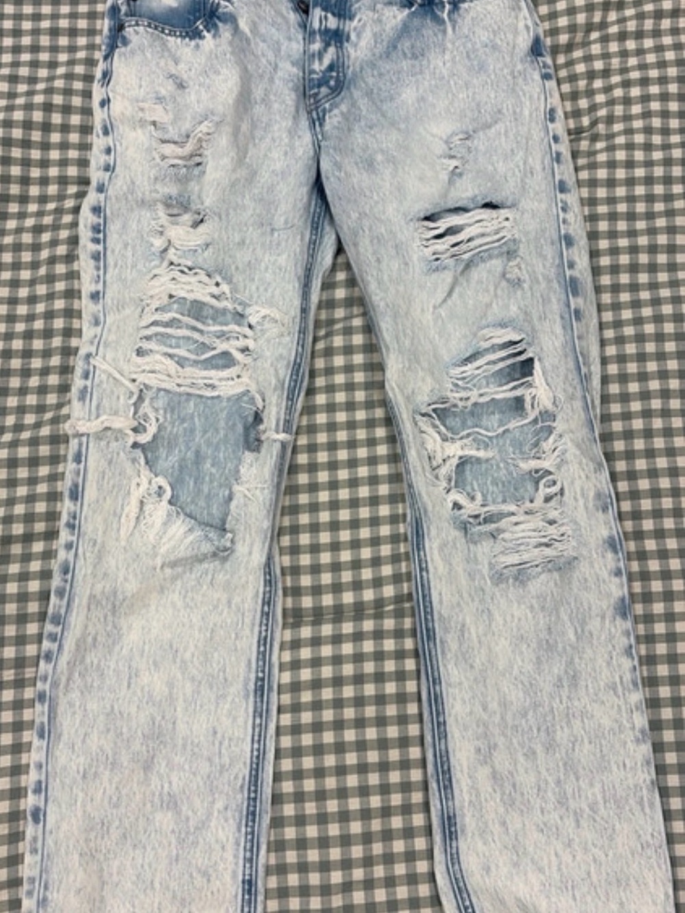 KanCan Acid Wash Blue Distressed Straight Jeans Womens 9/28